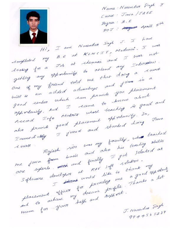 JAVA Student Testimonial